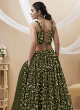 Leaf Branch Type Design in Green Lehenga